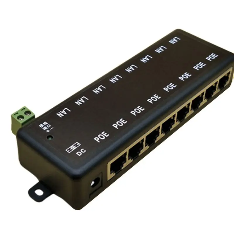 2019 Новый 8 Порты Инжектор POE Splitter для видеонаблюдения сети POE Камера Мощность Over Ethernet IEEE802.3af