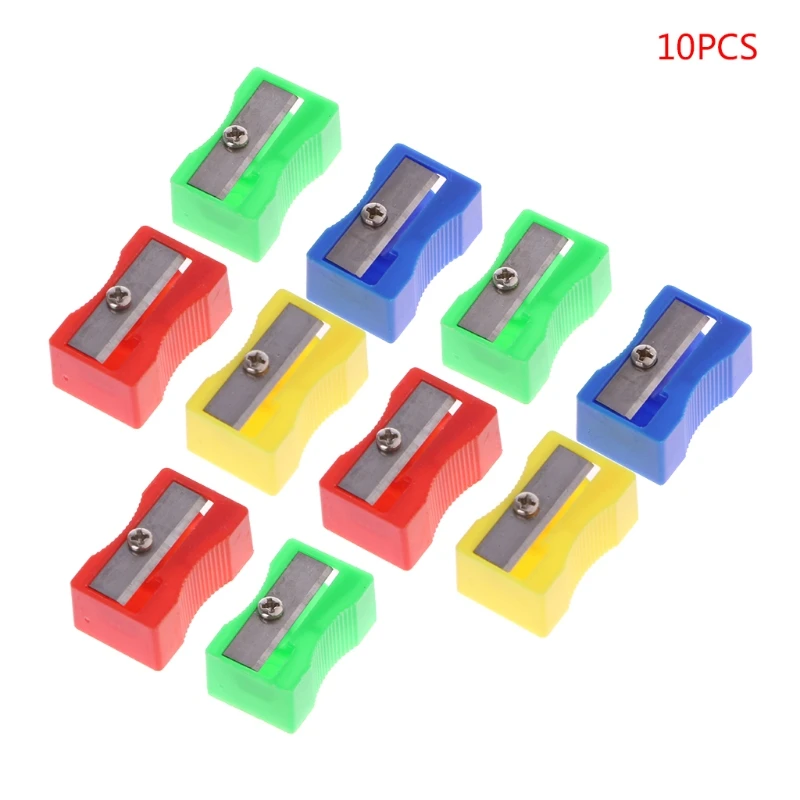 

10Pcs Pencil Sharpener Plastic Single Hole Pencil Hand-held Sharpener School Accessories Office Stationery