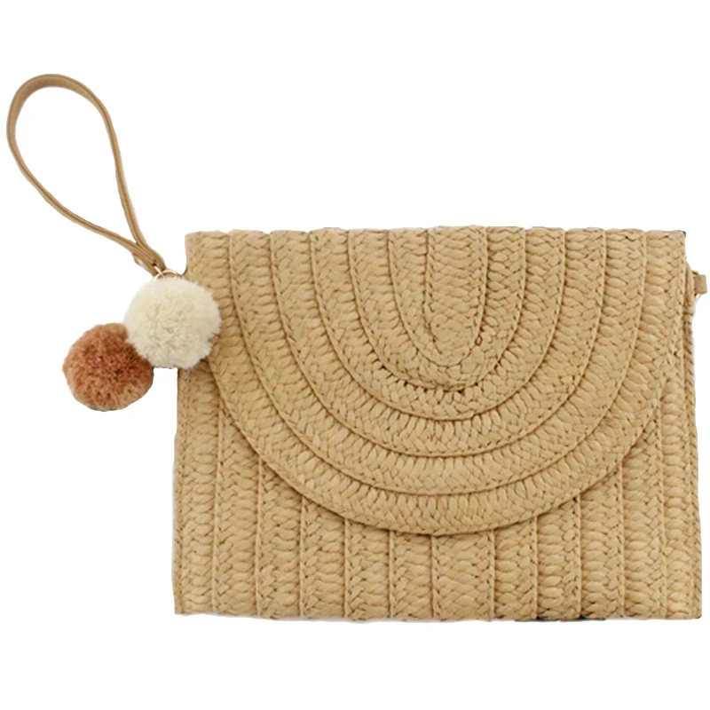 

Casual New Ball Hand Clutch Bag Shoulder Crossbody Bag Straw Bag Women Woven Handbag