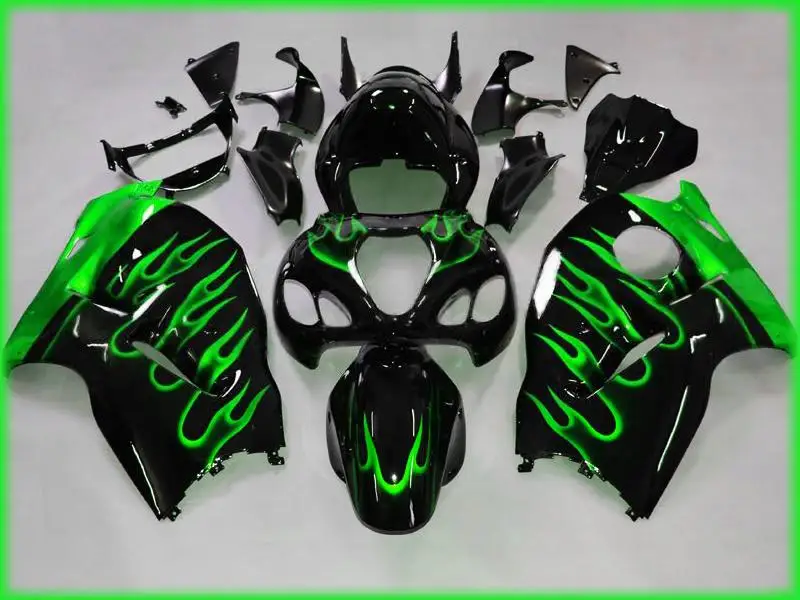 Комплект обтекателей S568 с зеленым пламенем для SUZUKI Hayabusa GSXR1300 96 99 00 07 GSX R 1300 1996