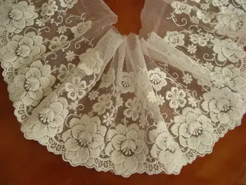 

cotton embroidered lace trim with retro flowers, 10 yards