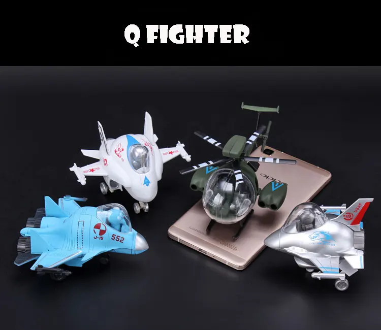 4 PCS Set 4D Plastic Assembled Airplane Q Version Fighter 1 72 Scale Toy For Children