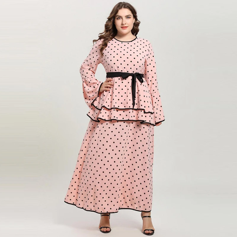 pink polka dot dress plus size