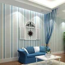 Средиземноморские синие вертикальные полосы обои Современные Простые дети спальня фон настенное покрытие нетканые обои домашний декор
