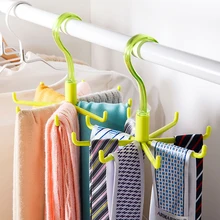 Generous and simple and convenient all-round rotatable plastic hook Octopussy versatile tie rack scarves rack