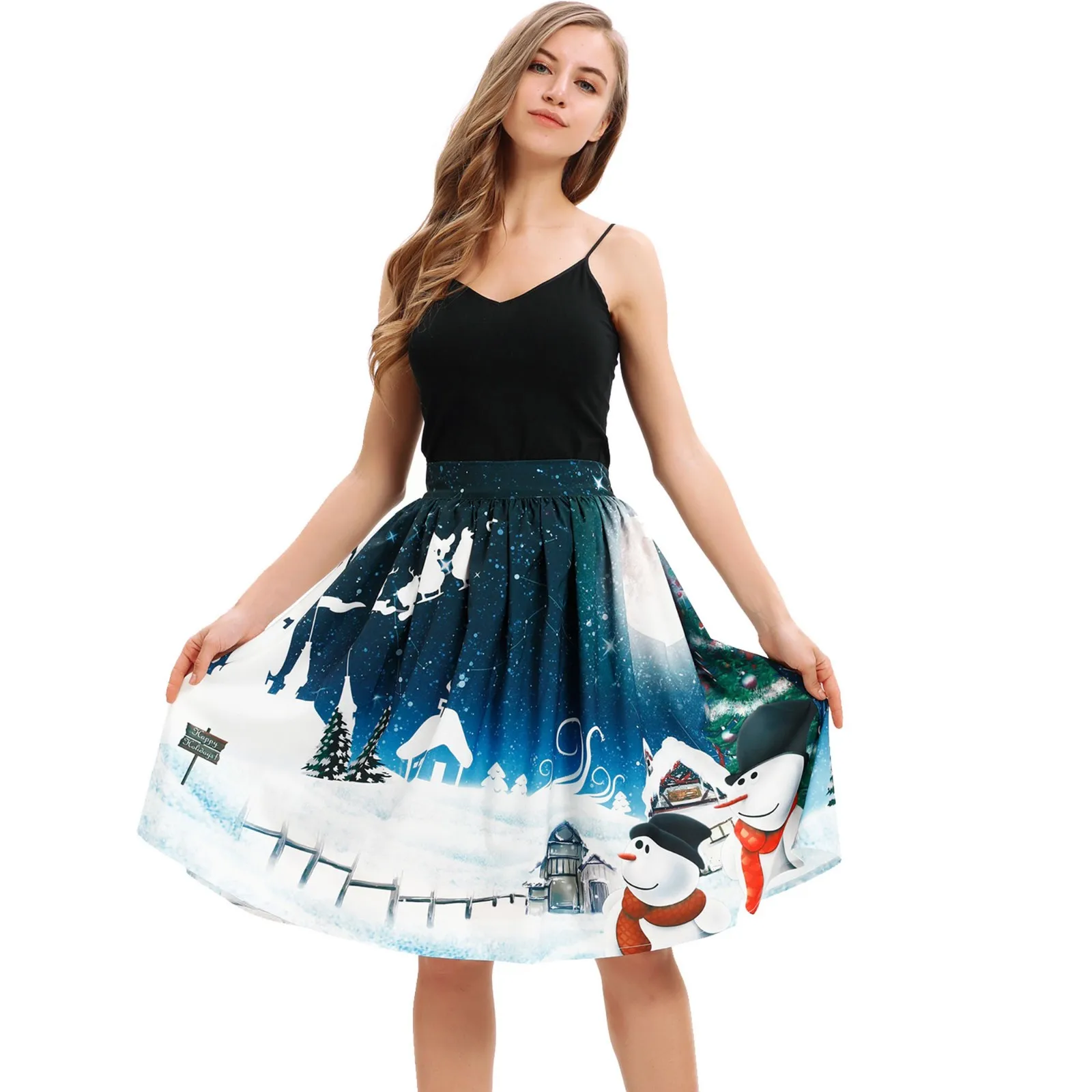 JAYCOSIN, Женская Повседневная Рождественская юбка Санта-клеш, эластичная юбка с высокой талией для костюмированной вечеринки, модные вечерние юбки принцессы,, 20 мая