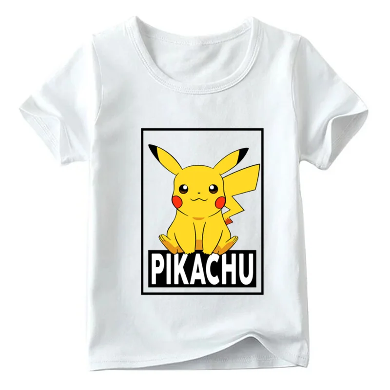 White A Детская футболка с принтом «Pikachu Disobey Post» детские летние белые топы с короткими рукавами, Повседневная футболка для мальчиков и девочек HKP5103 - Цвет: White A