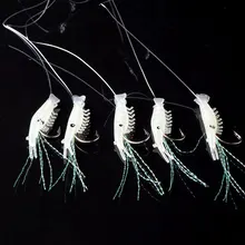 Светящиеся поддельные креветки приманки рыболовный крючок; одинарный крючок снасти Кривошипные Джиги приманки носить поддельные с зазубринами рыболовный Крючки