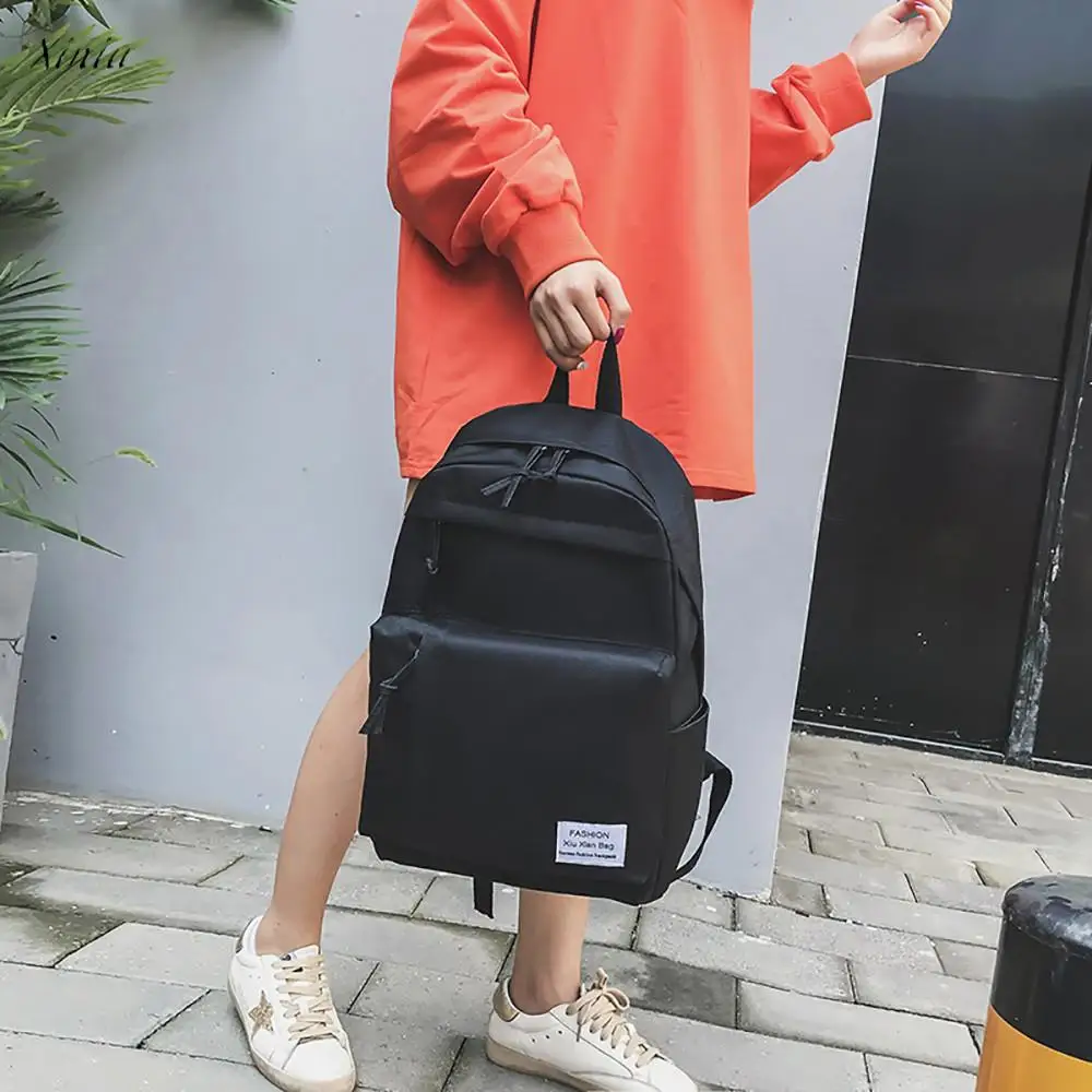 Women Casual Nylon Couple Backpack Simple Versatile College Campus High