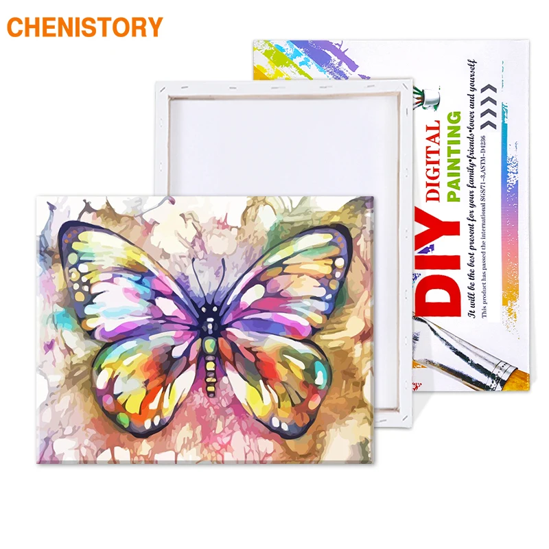CHENISTORY Frame Butterfly DIY Painting By Numbers Colorful Paint By Numbers Wall Art Picture Coloring By Numbers For Home Decor