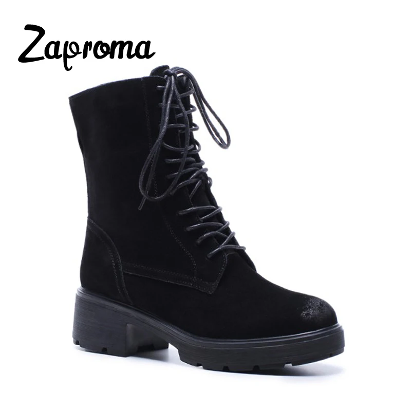 

Woman Shoes ZAPROMA Spring and Autumn Square Heel Round Toe Riding Equestrian Boots