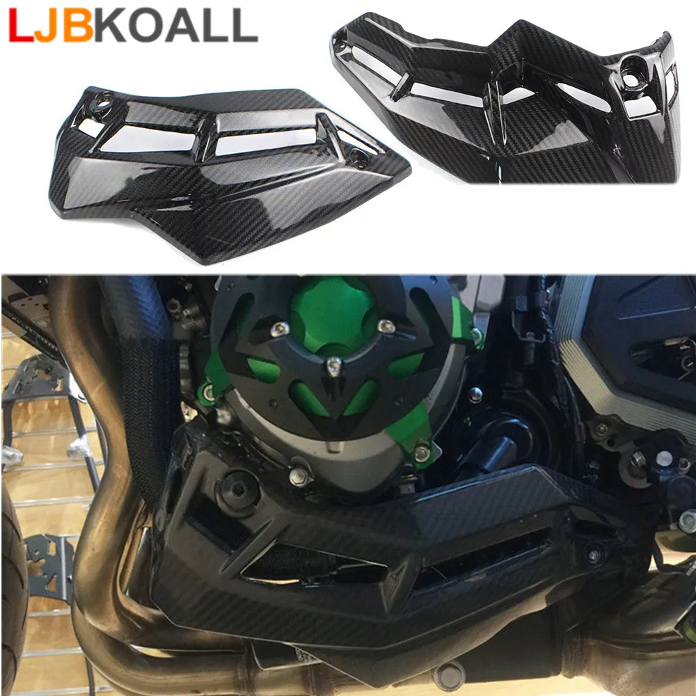 

2* Real Carbon Fiber Motorcycle Bellypan Belly Pan Engine Spoiler Fairing Body Frame Kit Lower Panel for 2017-2018 Kawasaki Z900
