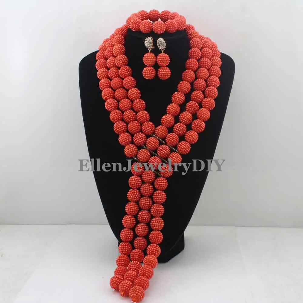 

Charming Orange Nigerian Wedding Jewelry Set Indian Bride Gift Costume Jewelry Set 2016 Hot Free Shipping W12860
