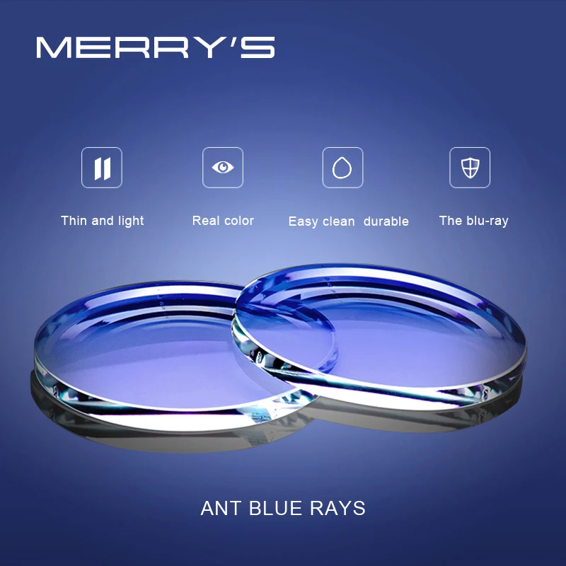 Линзы для близорукости дальнозоркости пресбиопии MERRY'S 1 56 61 67 CR-39 с защитой от