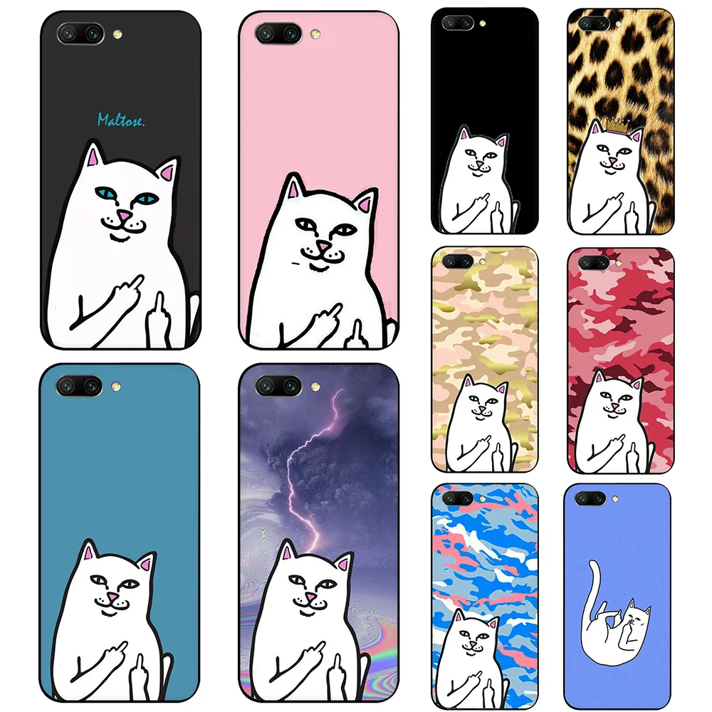 

Middle Finger Cat Soft TPU Silicone phone cover case for Huawei Y6 Prime 2017 2018 Honor 6A 7A 7C 7X 8 8X 9 10 Lite