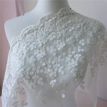 

New Arrival 5 Yards 23cm Wide Exquisite Ivory White Lace Fabric Trim Embroidery Mesh Lace Trim Sewing Craft Patchwork