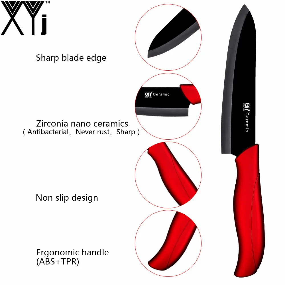 XYj нетоксичный набор керамических ножей, острые кухонные ножи для нарезки овощей с черным лезвием, Лучшие ножи для кухни, распродажа