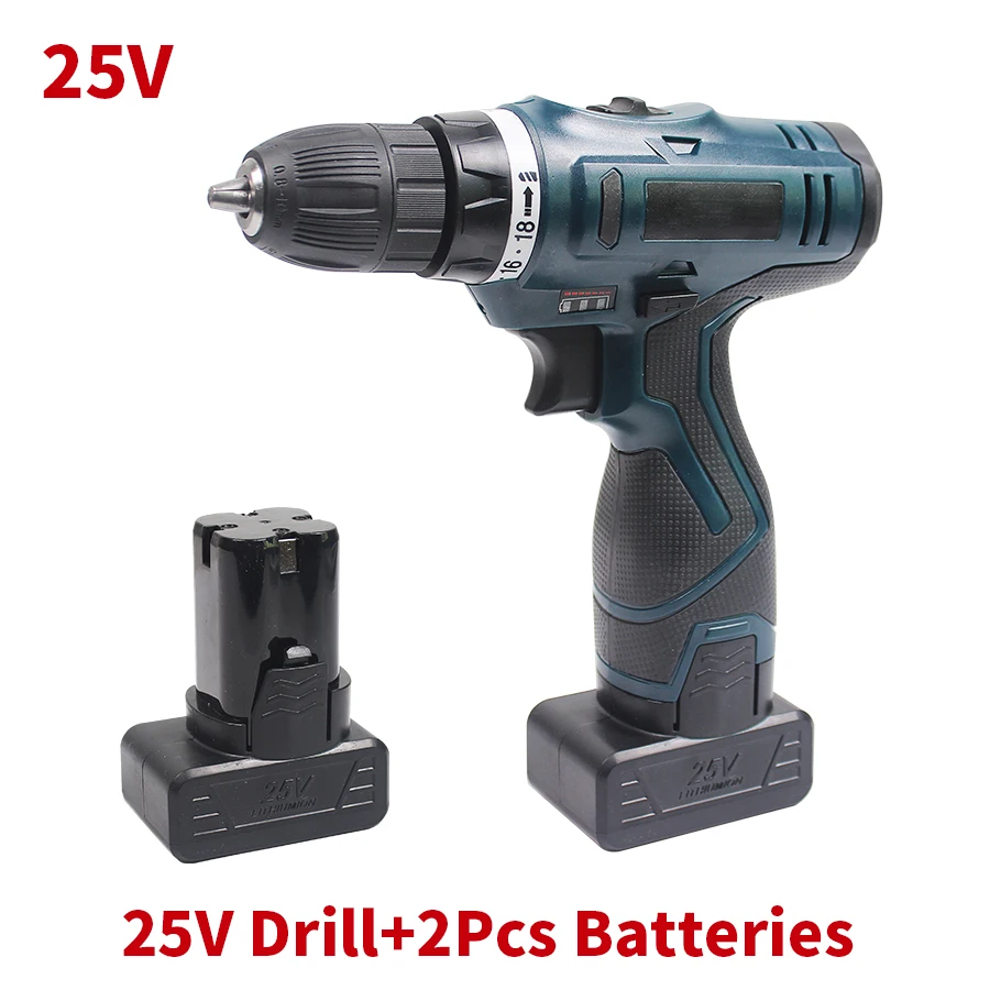 Kingguard Two batteries 25V waterproof cordless screwdriver infinitely adjustable-speed electric drill double speed adjustable