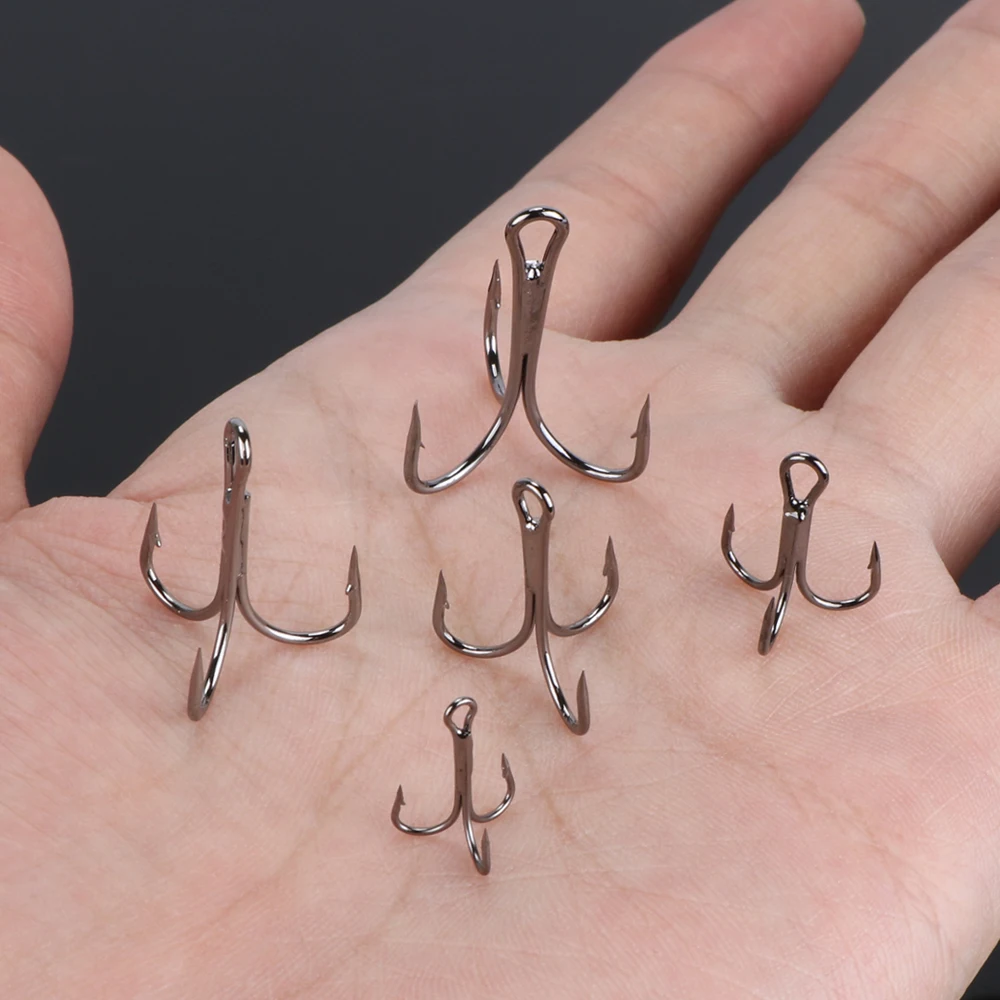 

51pcs/ Box Treble Fishing Hooks Set High Carbon Steel Fishhooks Super Sharp Barbed Carp Triple Hooks Sea Tackle Accessories