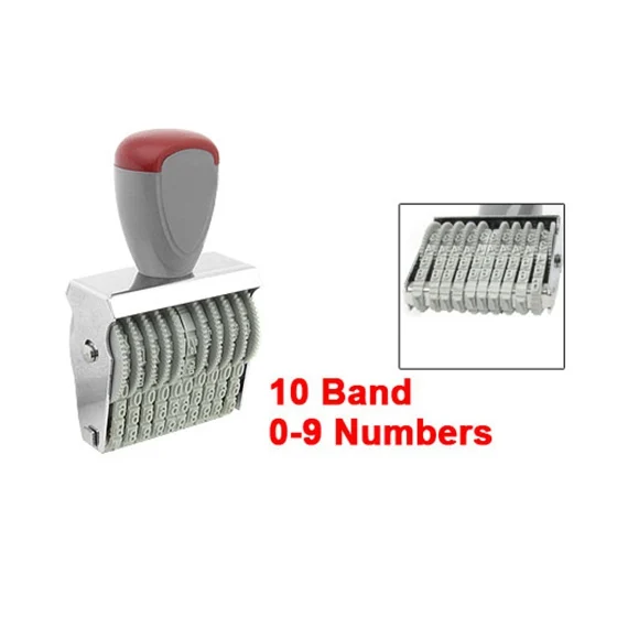 Офис 10 полоса 5 мм х 3 мм Резина 0-9 цифры печать для нумерации серый красный
