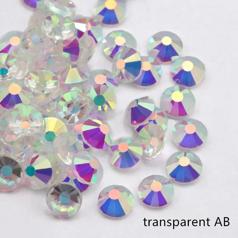 

High Quality SS3-30 transparent AB Rhinestones glu On For Clothes Non Hotfix Flat bottom Glass Stone