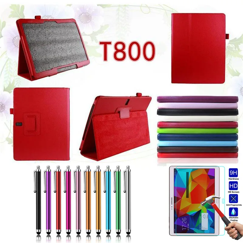 

XSKEMP PU Leather Case For Samsung Galaxy Tab S 10.5 SM-T800 T805 Flip Smart Cover With Stand Tablet Glass Screen Protector Film