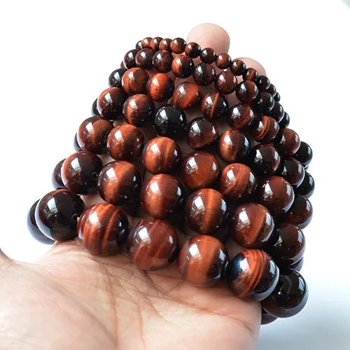 New Natural Stone Red Tiger Eye Bracelets Bangles Elastic Rope Chain Friendship Bracelets For Women and Men Jewelry