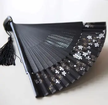 

Summer Folding Fan Bamboo Silk Fan Hand-Held Dance Party Flower Printing Home Decoration Crafts 35