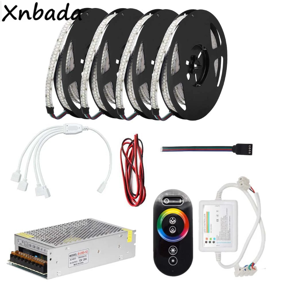 

DC12V 2835SMD 234Leds/m RGB Led Flexible Strip Light With RF Remote RGB Led Controller Power Supply Kit 5M 10M 15M 20M