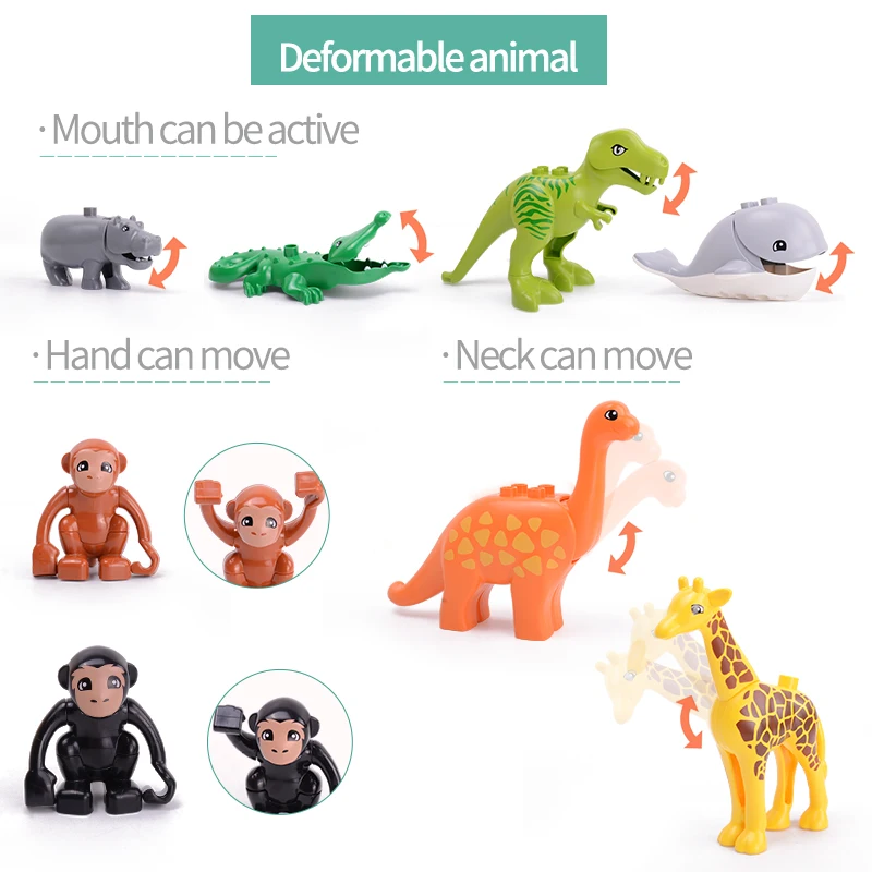 Animal Series Model Figures Big Building Blocks Compatible LegoINGLY Duploed Animals Educational Toys For Kids Children Gift