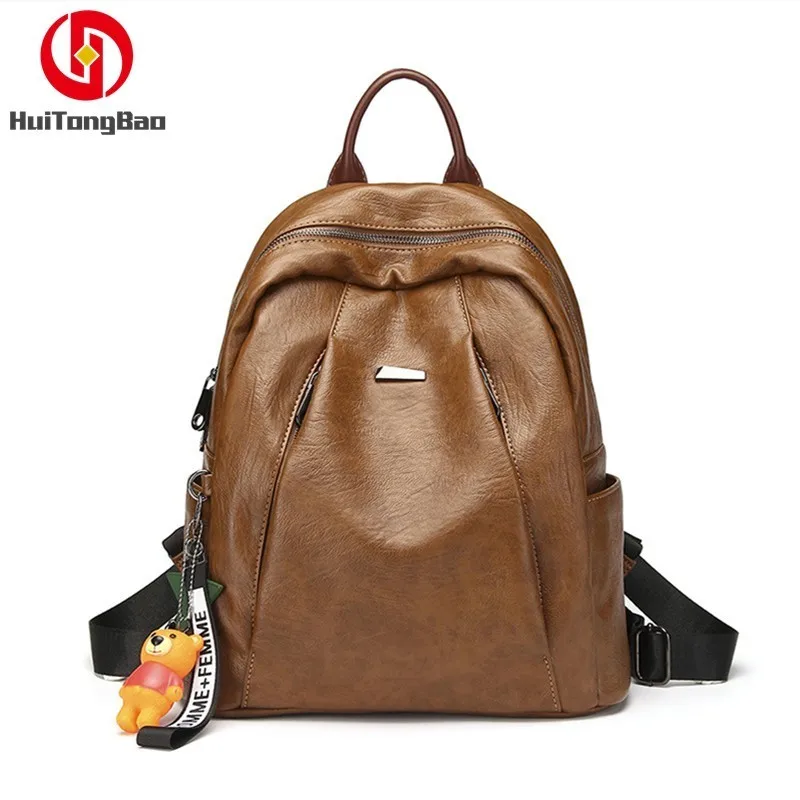 

Soft Leather Both Shoulders Package Woman Match Cowhide Concise Leisure Time 2019 Will Capacity Joker Trend Backpack