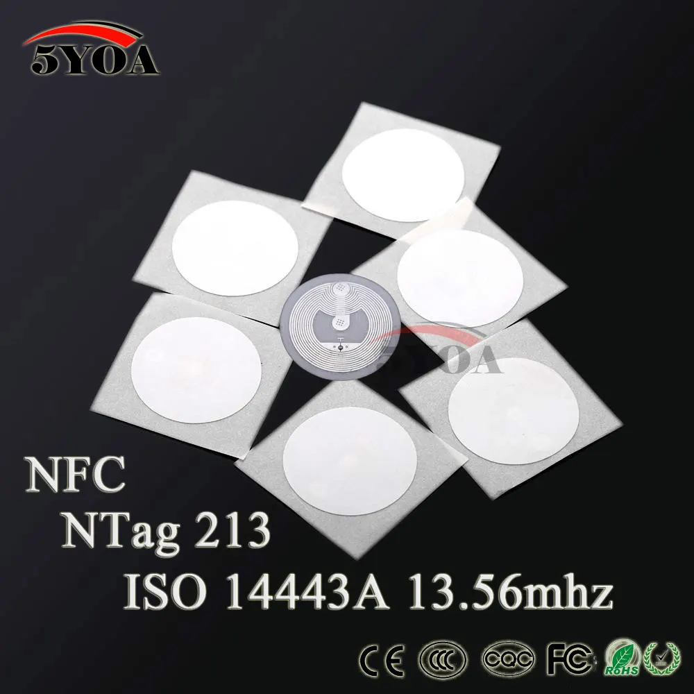 50 шт. NFC тег Стикеры 13,56 МГц ISO14443A NTAG 213 NFC Стикеры универсальные этикетки RFID тег