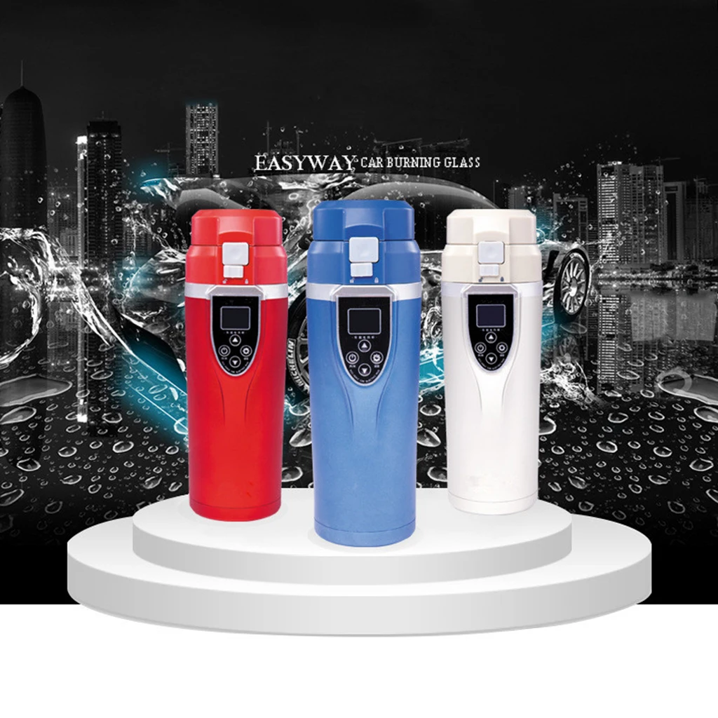 Smart Car Auto Heating Cup Stainless Steel Travel Heated Mug Bottle Water Milk Insulated Digital LCD temperature display 350ML