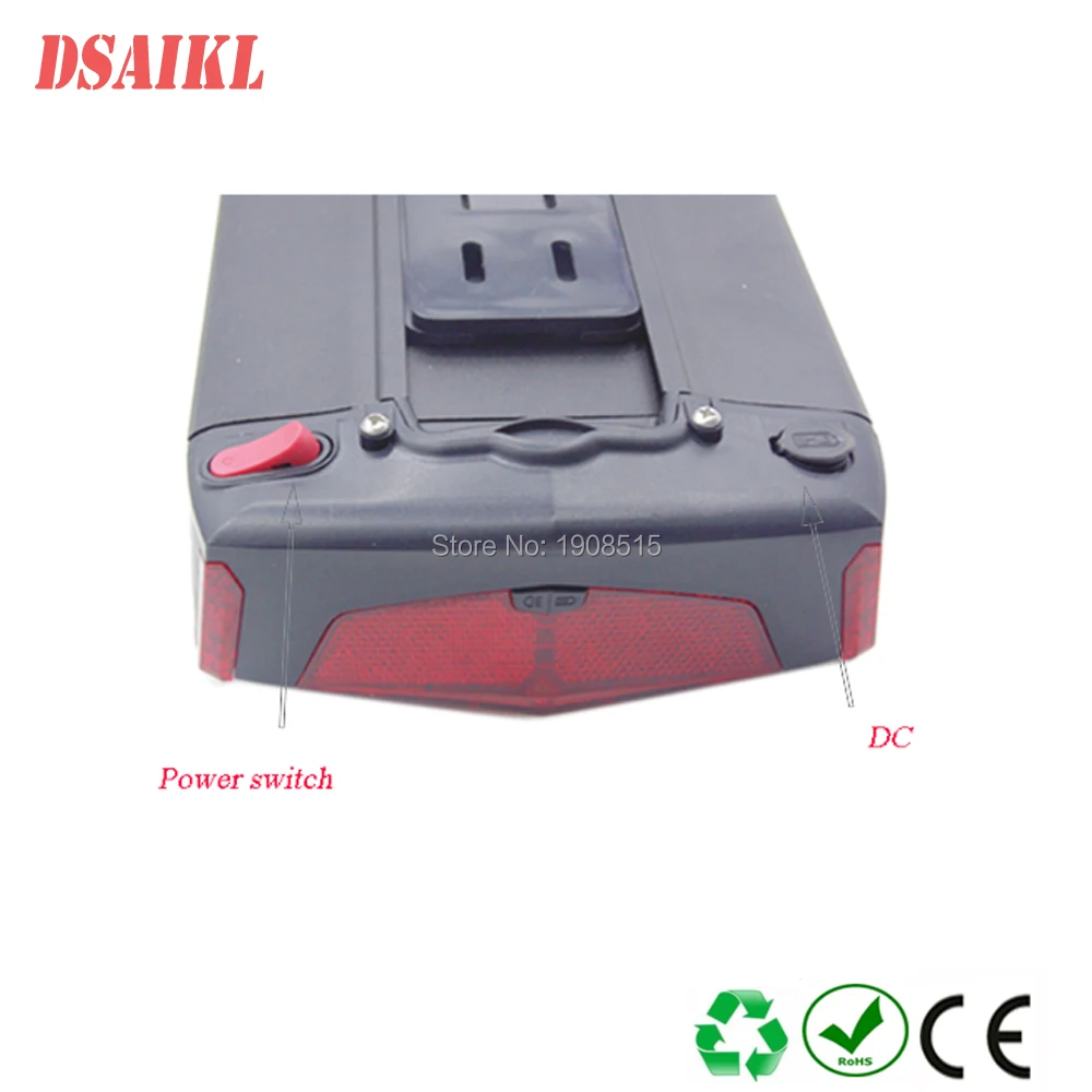 Discount Free shipping 250W 500W 750W 1000W 36V 48V 10.4Ah 11.6Ah 12Ah 14Ah 15Ah 16Ah 17.5Ah Rear rack ebike battery pack 3