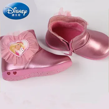 Лучший Disney boot kids PU leather ankle boots girls zipper winter
flate with children winter rome fashion boot warm plush shoes Обзор