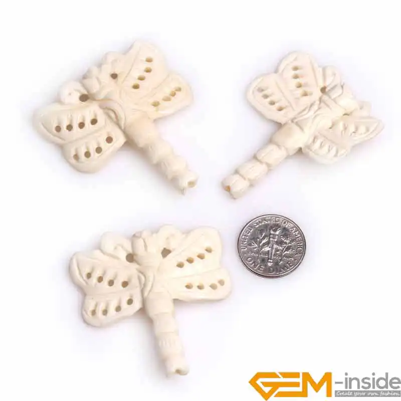 

Big Large White Animal Dragonfly Carved Bone Cabochon Beads Loose Beads For Jewelry Making Bulk 3 PCS Wholesale