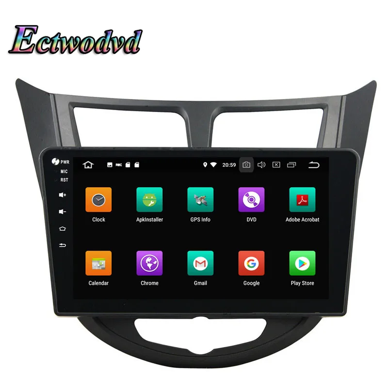 Discount Ectwodvd Octa Core 4G RAM 64G ROM Android 9.0 Car Multimedia DVD Player GPS HeadUnit for Hyundai Verna,Accent,Solaris 2011-2012 1
