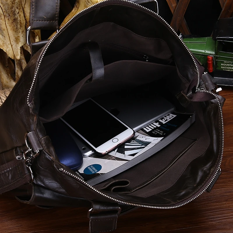 Винтажная Мужская сумка из натуральной кожи портфель Ретро для ноутбука мужчин