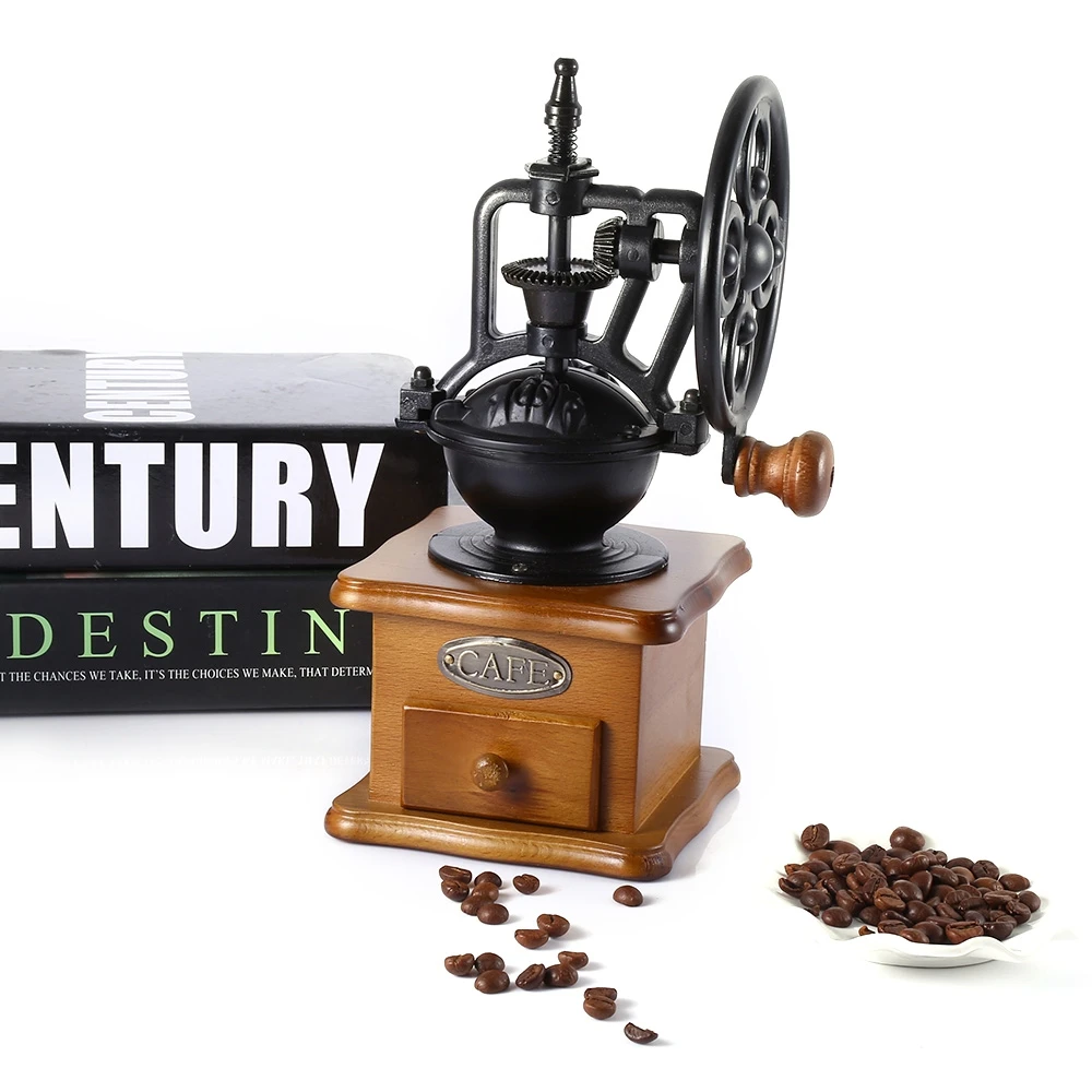 Retro Style Coffee Grinder Hand Grinding Machine Hand crank Roller Burr