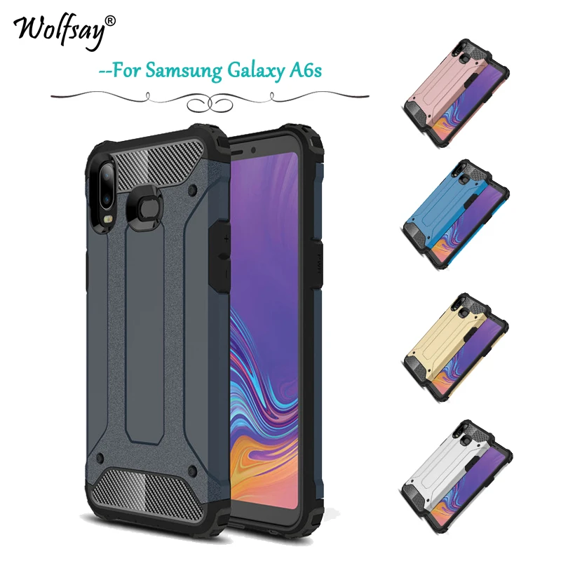 Чехол для Samsung Galaxy A6s противоударный армированный резиновый жесткий чехол