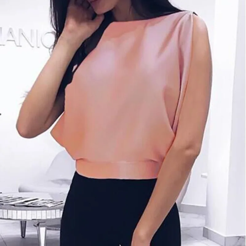 

2019 Summer Women Sexy Backless T-shirt Bow Solid Color T-Shirt Fashion Loose O-Neck Sleeveless Tops Sweet Lace Up Tee Tops