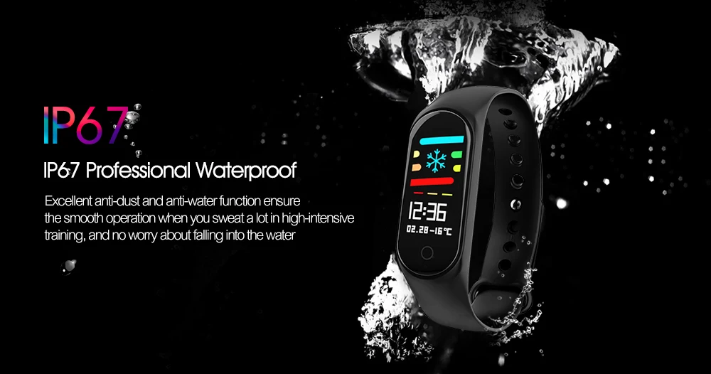 M3 0.96 inch Sports Smart Bracelet Bluetooth 4.0 IP67 Waterproof Call / Message Reminder Heart Rate Monitor Blood Pressure Functions