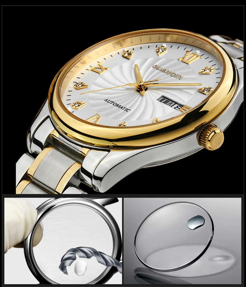 GUANQIN Mens Watch Top Brand Automatic Watch Calendar Luminous Perspective Week Clock Men Water Resistant Male Wristwatches 2017 (8)