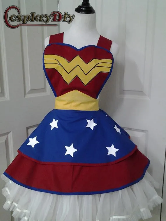 Cosplaydiy супергерой косплей чудо женский костюм платье ретро булавка фартук юбка