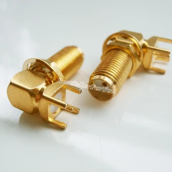 

10Pcs SMA female pin jack nut bulkhead right angle Mount PCB Solder Square RF Connector Adapter