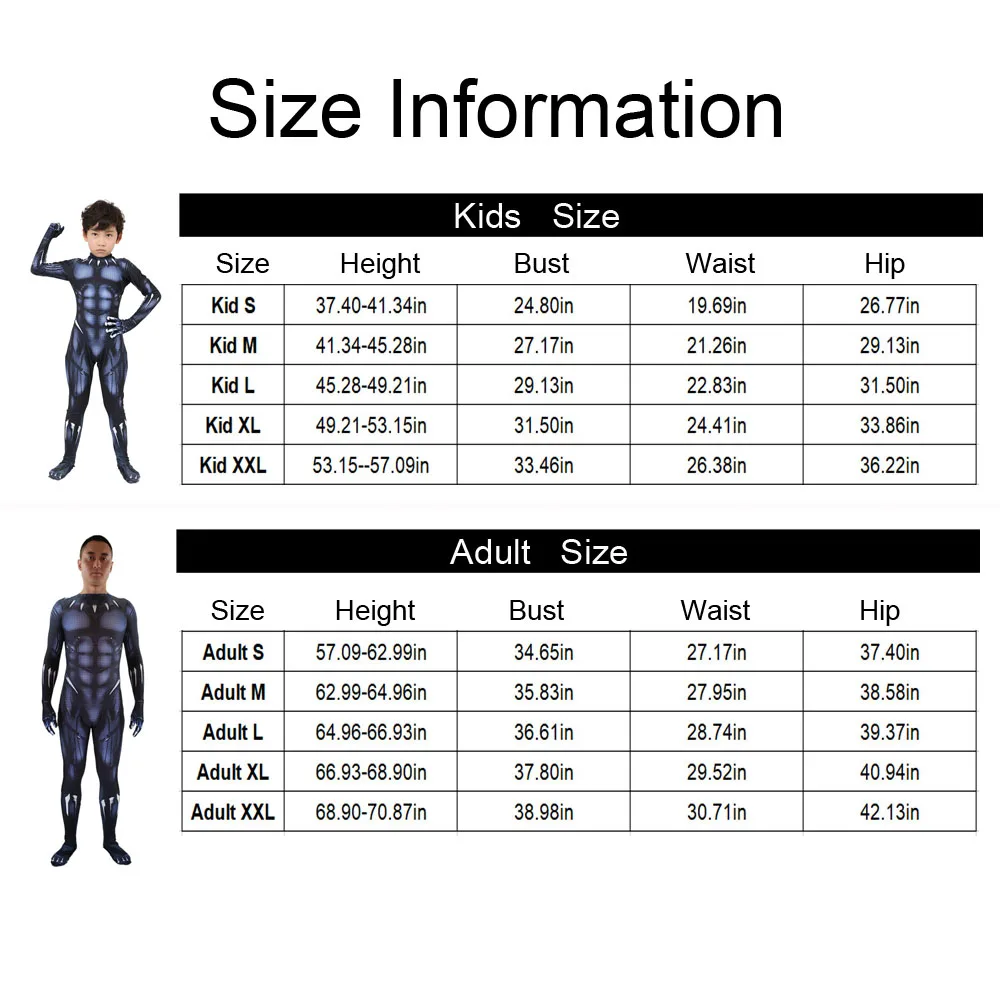 Coshome Black Panther Cosplay Costumes Adult Kids Clothing Men Bodysuit With Mask For Halloween Party (6)