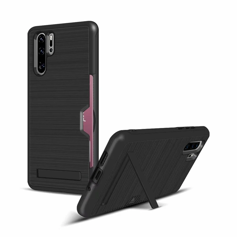 

Phone Case For Huawei P30 Pro Hybrid Card Slot Holder Armor TPC Hard PC Cover For Huawei P30 Luxury Rugged Stand Wallet Case