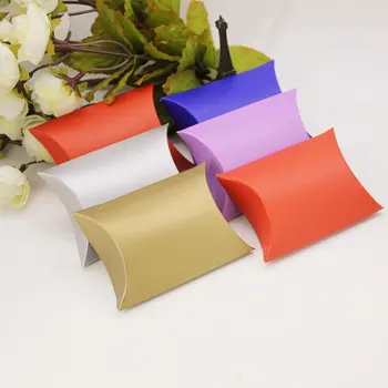 

Hot 100pcs Pillow Style Wedding Favors Candy Paper Boxes Party Gift Box Sugar Boxes MDD88
