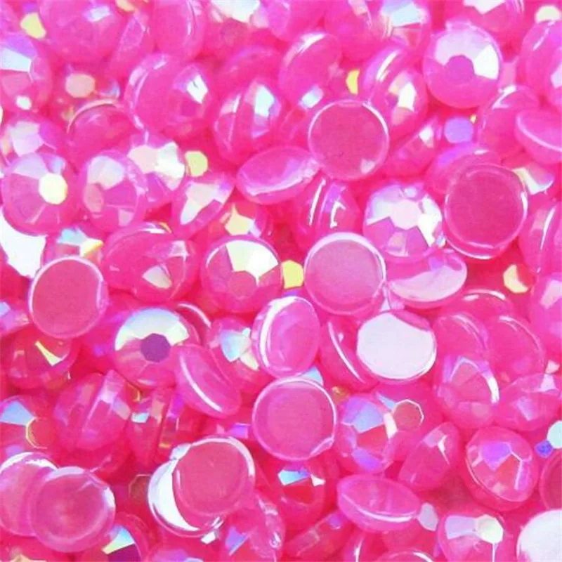 2-7 мм DIY Bling Jelly ярко-розовый цвет AB круглые акриловые Стразы Flatback акриловый камень