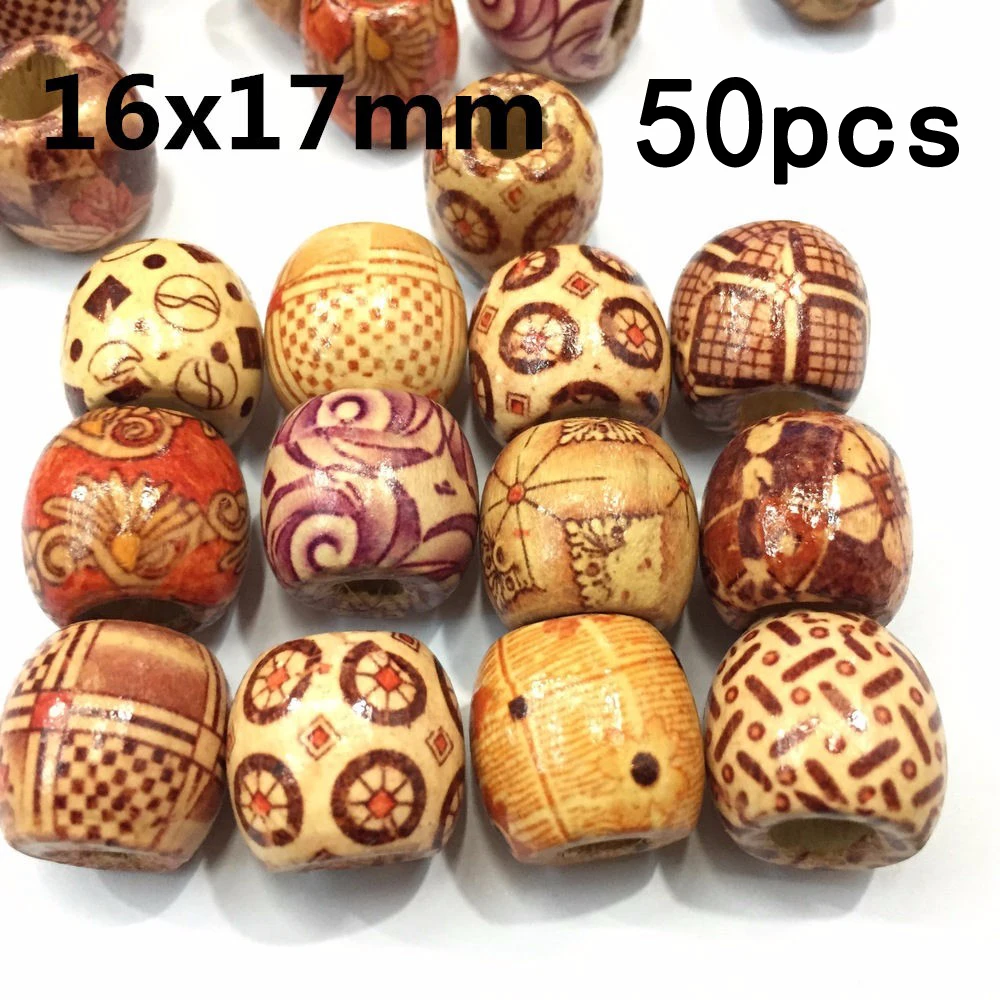 50 шт./упак. 10mm 16mm смешанный рисунок в ассортименте деревянная круглая